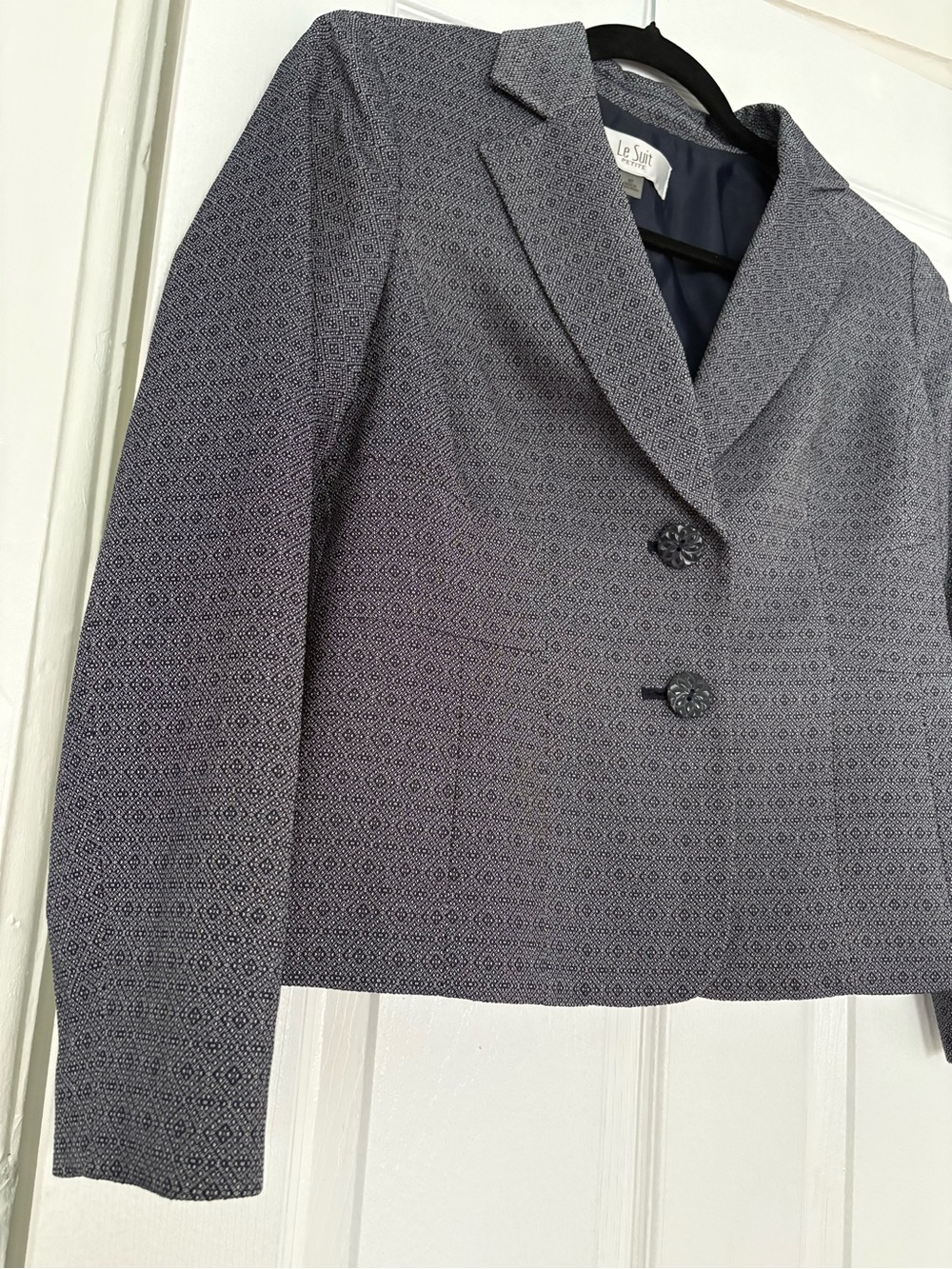 Le Suit Petite Geo Print Two-Button Blazer Jacket Size 4P - Picture 2 of 5